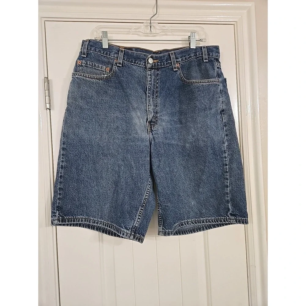 Levi's 550‎ Men's Blue Denim Shorts Distressed Relaxed Fit Size 36